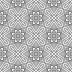 Fototapeta premium Ethnic Floral Seamless Pattern With Mandalas