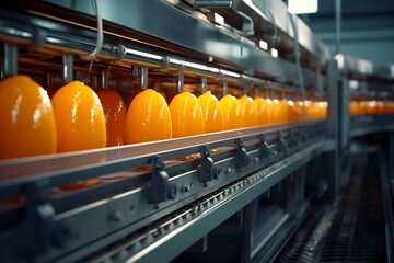 Juice production machines that automatically bottle beverages. Generative AI