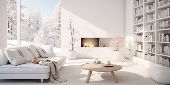 Hygge white interiors. Modern style