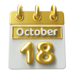 Calendar October 18th - Icon 3d Calendar  Gold