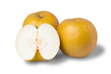 透明背景の切り分けられた梨の写真 赤梨 新甘泉