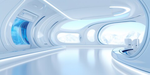 futuristic interior white sci fi