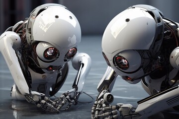 Fototapeta premium Cyborg robots futuristic mechanics