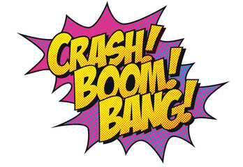 Comic-CRASH BOOM BANG Explosion Gelb Pink