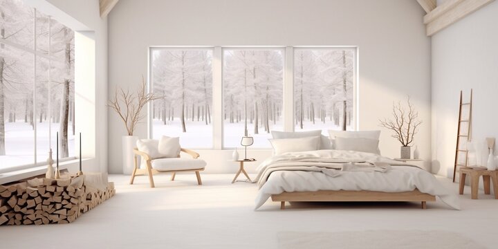 Hygge white interiors. Modern style