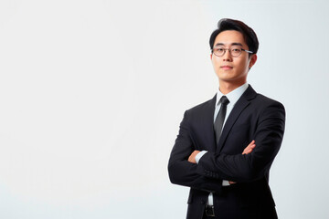 asian businessman with bright white background
