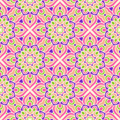 Ethnic Floral Seamless Pattern With Mandalas
