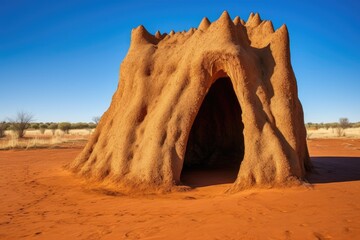 broken termite mound revealing internal structure