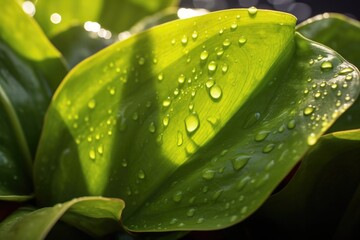 macro of water hyacinth leaves in sunlight