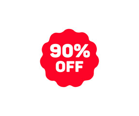 90% off discount banner logo design. Special offer discount 90% value percent off. Sale quality tags and labels vector design and illustration.
