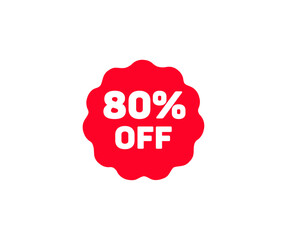 80% off discount banner logo design. Special offer discount 80% value percent off. Sale quality tags and labels vector design and illustration.

