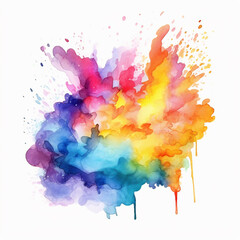 Ai generative image of water color paint splashing against white background.