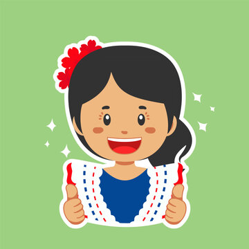 Happy Dominican Republic Character Sticker