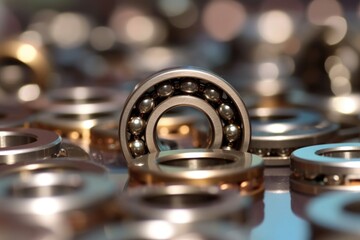 Fototapeta na wymiar macro view of lubricated ball bearings in a bearing cage