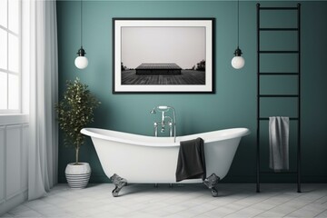 Fototapeta na wymiar Simplicity inspired bathroom art suitable for postcards, posters, and celebrations. Generative AI