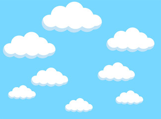 青空とたくさんの雲のシンプルなフレームイラスト