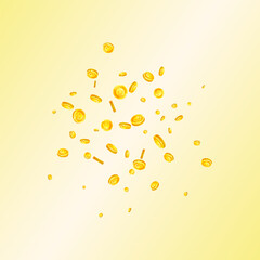European Union Euro coins falling. Scattered gold