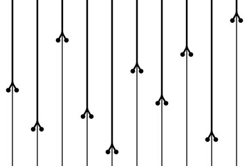 Vertical of stripe patterm. Design lines and rounds shape black on white background. Design print for illustration, textile, texture, wallpaper, background. Set 1