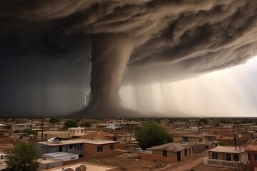 debris and dust cloud surrounding a powerful tornado