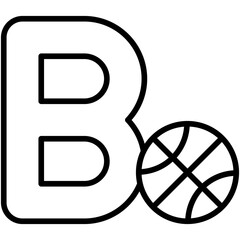 Letter B alphabet with basketball vector icon