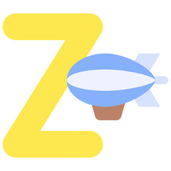 Letter Z alphabet with zeppelin vector icon © lukpedclub