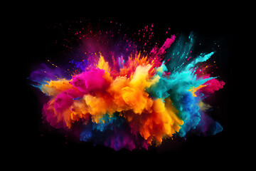 Colorful rainbow color powder paint splash, color  isolated on white