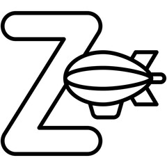 Letter Z alphabet with zeppelin vector icon © lukpedclub