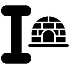 Letter I alphabet with igloo vector icon