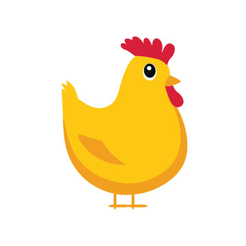 Cute little yellow chicken, vector illustration