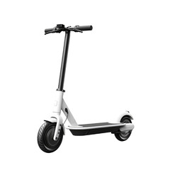 Fototapeta premium Isolated white electric scooter on cutout PNG transparent background. No people