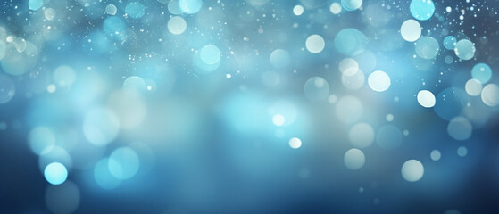 Niebieskie tło świąteczne - zimowe błyszczące płatki śniegu. Na baner na Boże narodzenie.  - obrazy, fototapety, plakaty