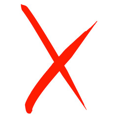 Hand drawn check mark cross. Doodle brush choice voice. Marker sketch. Highlighting text and important objects.  Stock vector illustration isolated on white background.