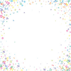 Flying latin letters. Colorful childish scattered