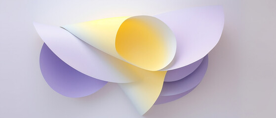 Abstrakcyjne tło origami. Fioletowe i żółte kartki papieru tworzące obraz 3d
