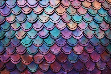 Pattern resembling mermaid tail scales. Generative AI - obrazy, fototapety, plakaty