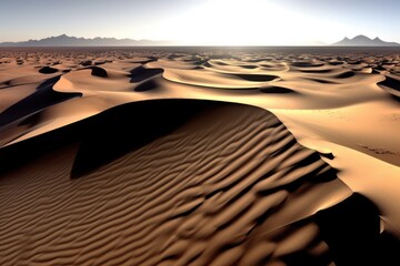 Fototapeta na wymiar panoramic view of mars surface with rover shadow