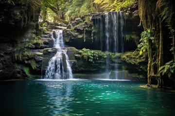 waterfall cascading into a natural pool