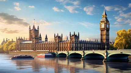 Fototapete Tower Bridge Big Ben and Houses of parliament London