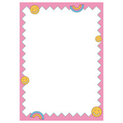 Smiley and rainbow with rectangle frame