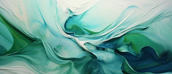 Gordijnen Zielone abstrakcyjne tło, obraz. Akryl malowany na płótnie. Sztuka nowoczesna. Warstwy i tekstura © yeseyes9