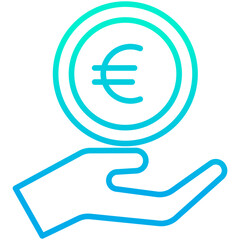 Outline gradient Euro Charity, Save icon