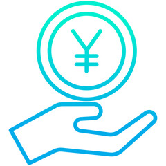 Fototapeta premium Outline gradient Yen Charity, Save icon