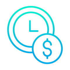 Outline gradient Dollar Time, fixed investment icon