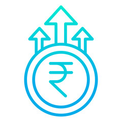 Outline gradient Rupees Growth value icon