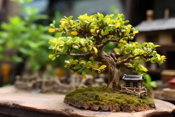 Fototapeten close-up of bonsai tree before pruning © altitudevisual