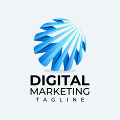 Business abstract sharp line marketing or consulting logo design