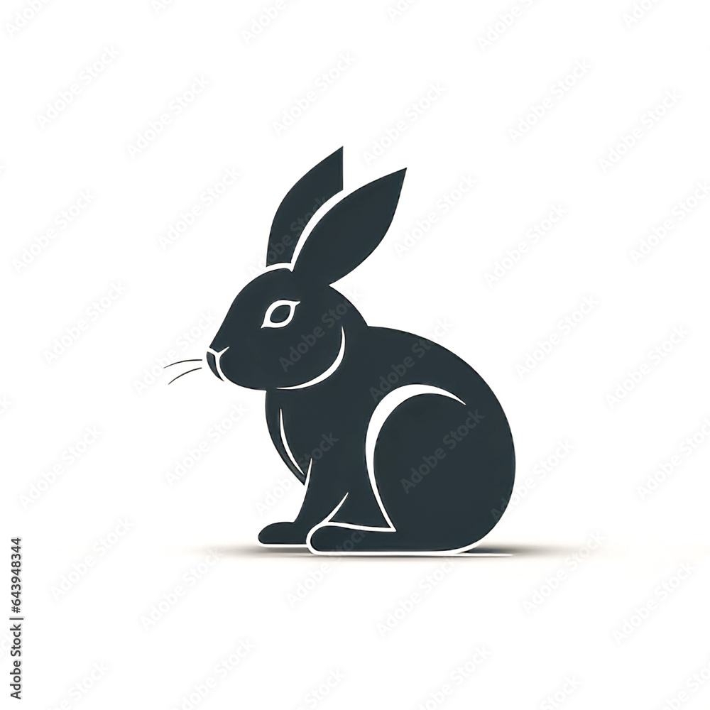 Wall mural Minimalistic and modern logo with a rabbit, generative AI.