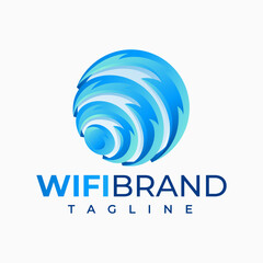 Modern gradient 3D abstract fire wireless wifi logo design