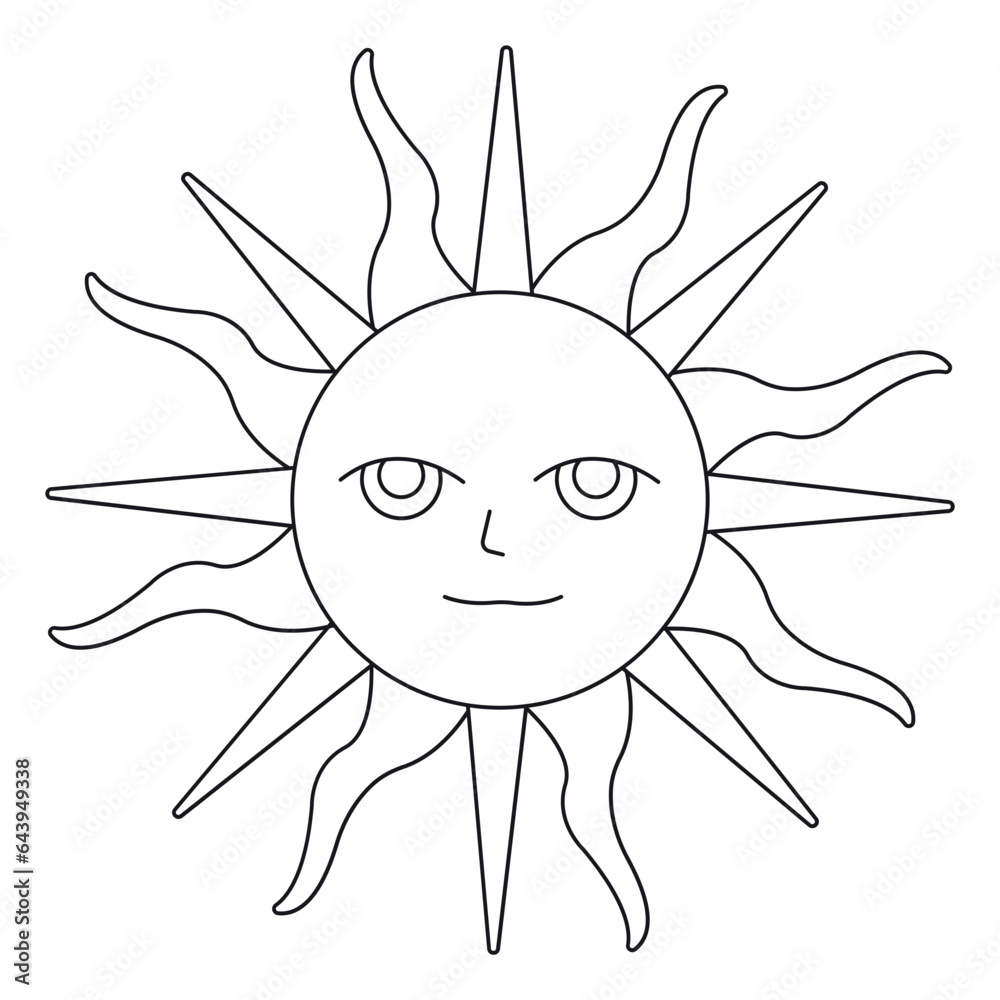 Poster astrology sun outline illustration