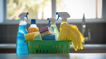 Various household cleaning products